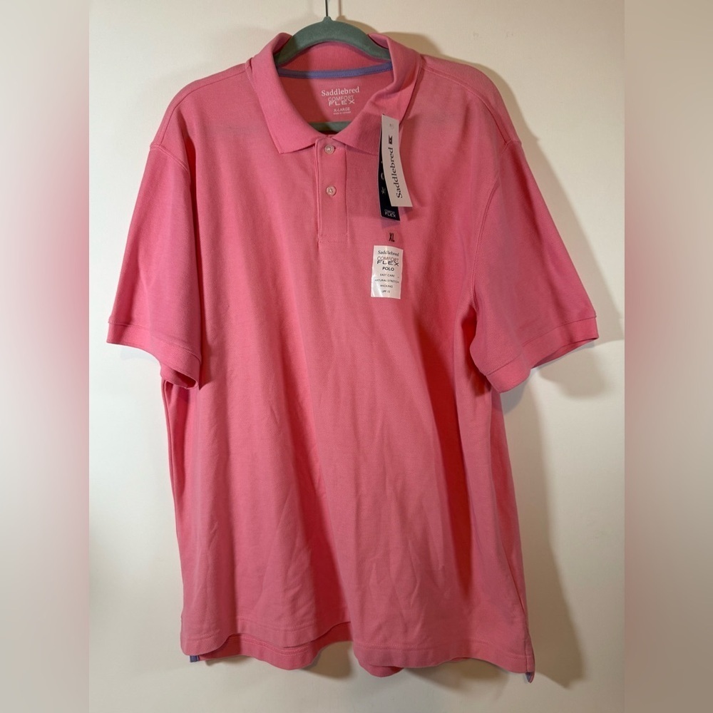 Saddlebred Perfect Polo Shirt Pink Short Sleeve Golf Casual Mens XL NEW